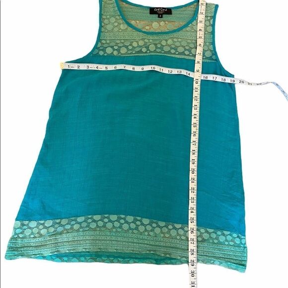 RED CORAL Teal Lace Top Lightweight SleevelessTank - Picture 7 of 7